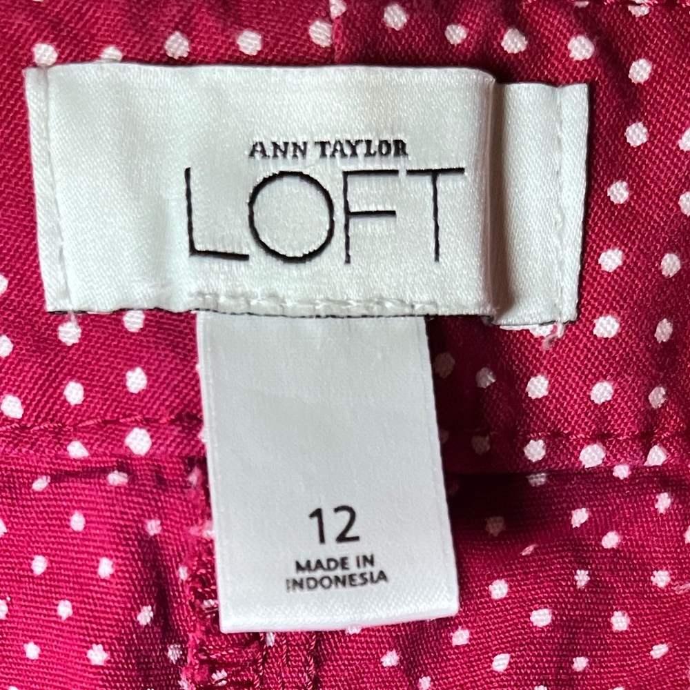 LOFT Red & White Shorts with Playful Polka Dots
